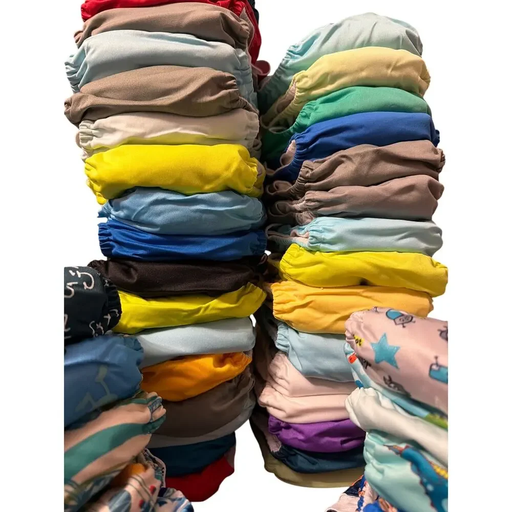 ALVA Baby Cloth Diaper & Accessories Lot - 47 Pocket Diaper Covers, 12 Inserts